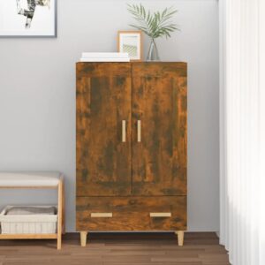 Chic Smoked Oak Highboard Engineered Wood Scandinavian  Ample Storage