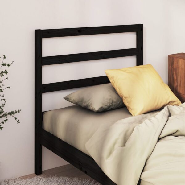 Bed Headboard Black 96x4x100 cm Solid Wood Pine