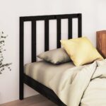 Bed Headboard Black 96x4x100 cm Solid Wood Pine