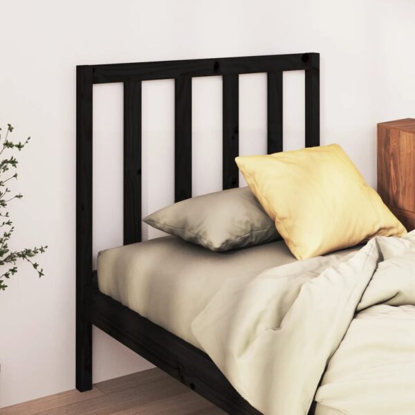 Bed Headboard Black 96x4x100 cm Solid Wood Pine