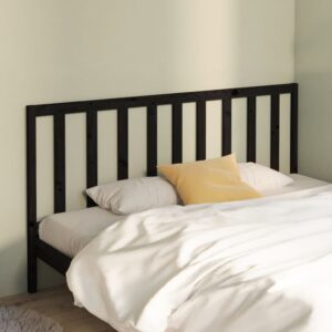 Bed Headboard Black 186x4x100 cm Solid Wood Pine