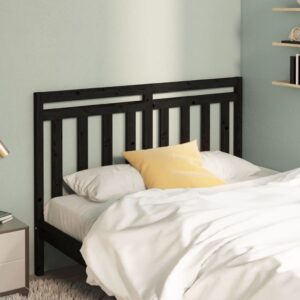 Bed Headboard Black 156x4x100 cm Solid Wood Pine