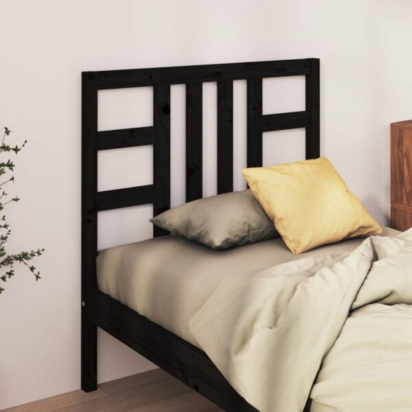 Bed Headboard Black 96x4x100 cm Solid Wood Pine