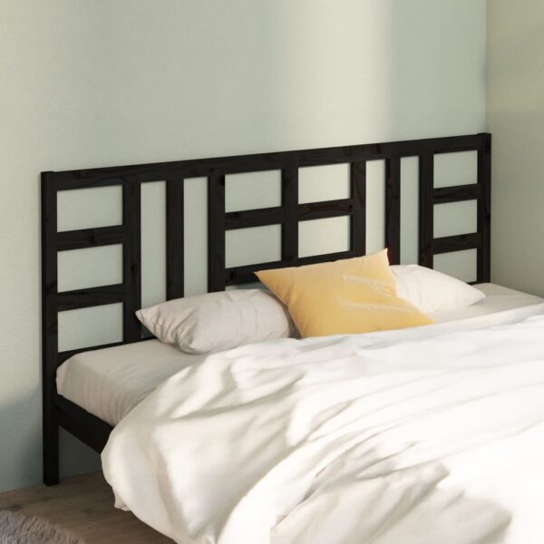 Bed Headboard Black 186x4x100 cm Solid Wood Pine