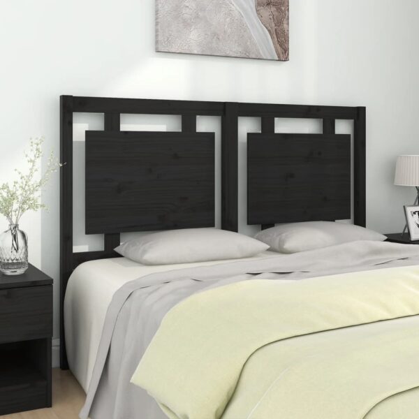 Bed Headboard Black 140.5x4x100 cm Solid Wood Pine