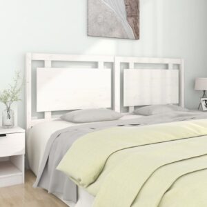 Solid Pine Wood Bed Headboard White Rustic Design Comfortable Support Easy Assembly