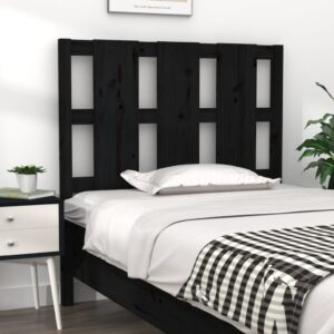 Bed Headboard Black 95.5x4x100 cm Solid Wood Pine