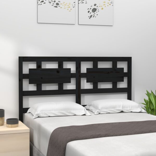 Bed Headboard Black 140.5x4x100 cm Solid Wood Pine