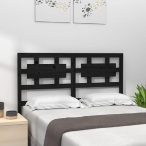 Bed Headboard Black 185.5x4x100 cm Solid Wood Pine