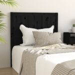 Bed Headboard Black 95.5x4x100 cm Solid Pine Wood