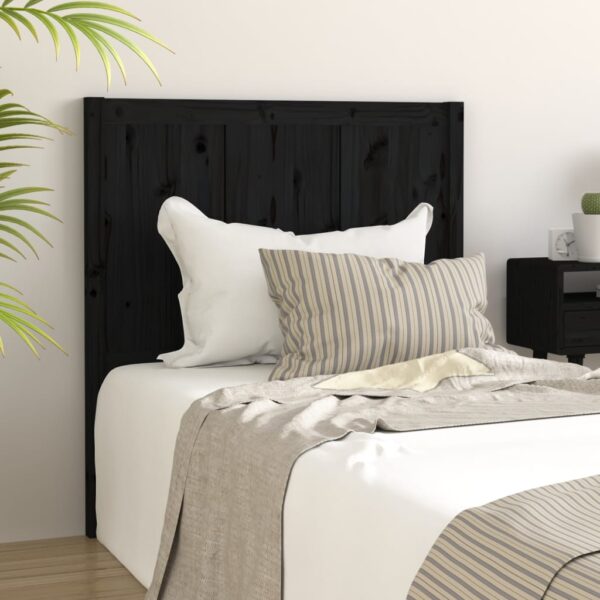 Bed Headboard Black 95.5x4x100 cm Solid Pine Wood