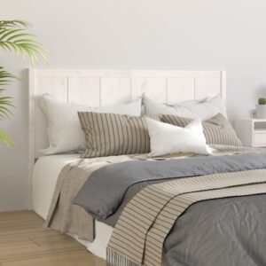 Solid Pine Wood Bed Headboard White Rustic Design Comfortable Support for Bedroom