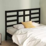 Bed Headboard Black 141x4x104 cm Solid Wood Pine