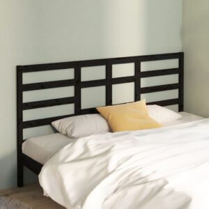 Bed Headboard Black 186x4x104 cm Solid Wood Pine