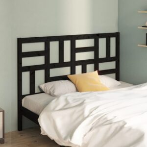 Bed Headboard Black 141x4x104 cm Solid Wood Pine