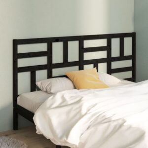 Bed Headboard Black 186x4x104 cm Solid Wood Pine