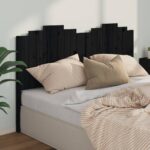 Bed Headboard Black 186x4x110 cm Solid Wood Pine