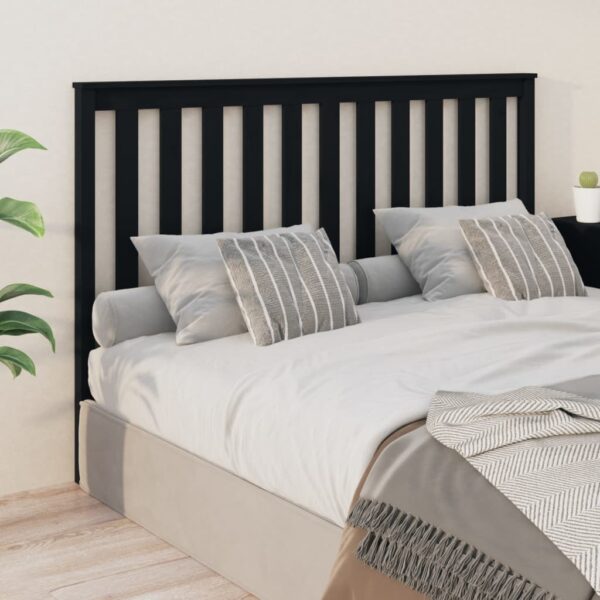 Bed Headboard Black 156x6x101 cm Solid Wood Pine