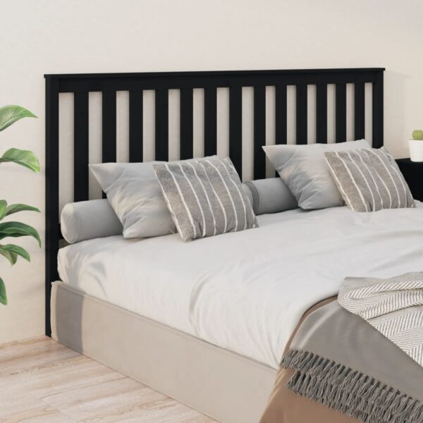 Bed Headboard Black 186x6x101 cm Solid Wood Pine