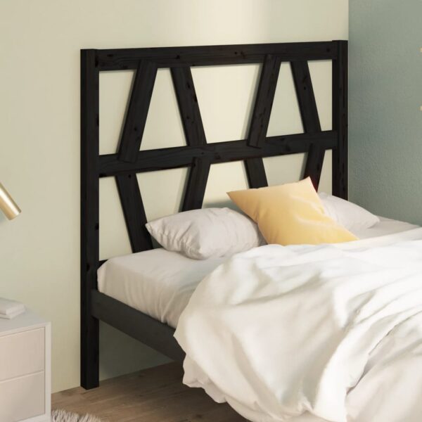 Bed Headboard Black 96x4x100 cm Solid Wood Pine