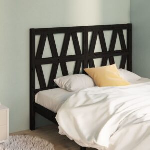 Bed Headboard Black 141x4x100 cm Solid Wood Pine