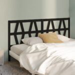 Bed Headboard Black 186x4x100 cm Solid Wood Pine