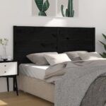 Headboard Black 141x4x100 cm Solid Wood Pine