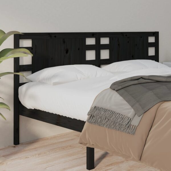 Headboard Black 141x4x100 cm Solid Wood Pine