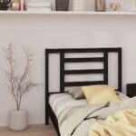 Bed Headboard Black 96x4x100 cm Solid Wood Pine