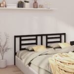 Bed Headboard Black 186x4x100 cm Solid Wood Pine