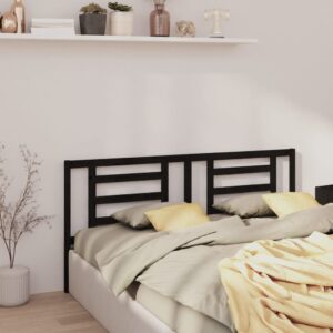 Bed Headboard Black 186x4x100 cm Solid Wood Pine