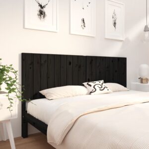 Bed Headboard Black 185.5x4x100 cm Solid Wood Pine