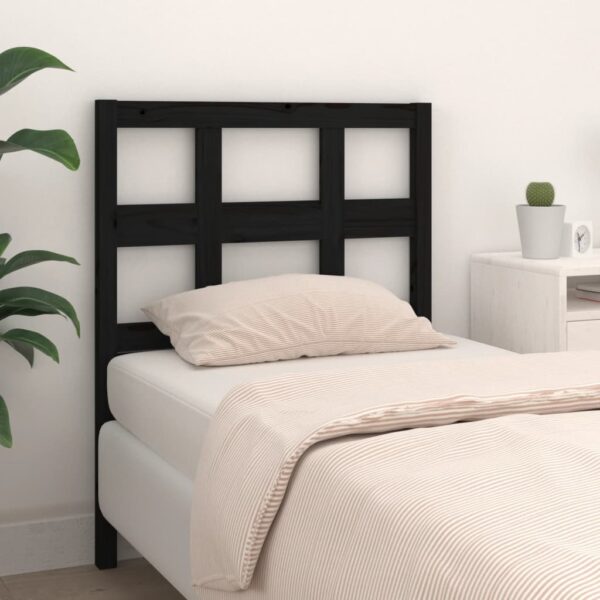 Bed Headboard Black 95.5x4x100 cm Solid Wood Pine