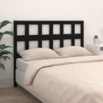 Bed Headboard Black 140.5x4x100 cm Solid Wood Pine