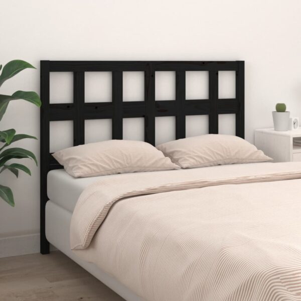 Bed Headboard Black 185.5x4x100 cm Solid Wood Pine