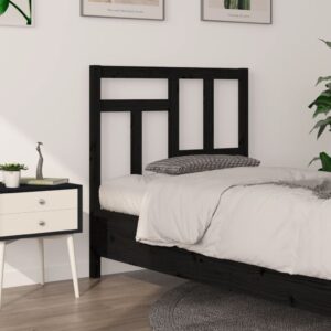 Bed Headboard Black 95.5x4x100 cm Solid Wood Pine