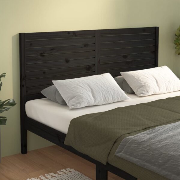 Bed Headboard Black 141x4x100 cm Solid Wood Pine