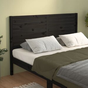 Bed Headboard Black 186x4x100 cm Solid Wood Pine