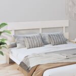 Bed Headboard White 184x3x81 cm Solid Wood Pine