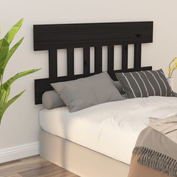 Bed Headboard Black 153.5x3x81 cm Solid Wood Pine