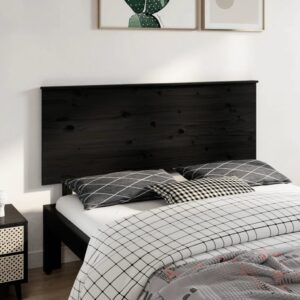 Bed Headboard Black 154x6x82.5 cm Solid Wood Pine