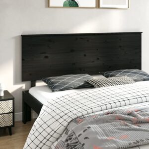 Bed Headboard Black 184x6x82.5 cm Solid Wood Pine