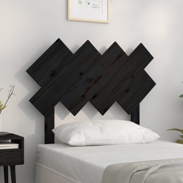 Bed Headboard Black 92x3x81 cm Solid Wood Pine