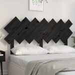 Bed Headboard Black 151.5x3x81 cm Solid Wood Pine