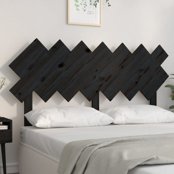 Bed Headboard Black 151.5x3x81 cm Solid Wood Pine