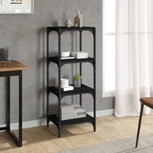 Chic Black Engineered Wood Steel Book Cabinet Storage Organizer Industrial