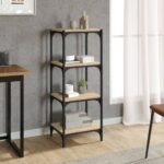 Chic Sonoma Oak Book Cabinet Engineered Wood Steel Frame Storage Organizer