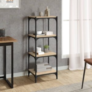 Chic Sonoma Oak Book Cabinet Engineered Wood Steel Frame Storage Organizer