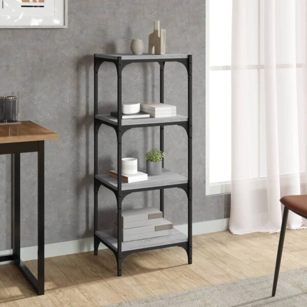 Chic Grey Sonoma Bookcase Cabinet Industrial  Engineered Wood Steel Frame