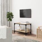 Chic Sonoma Oak Industrial TV Stand Media Console with Steel Frame and Shelves